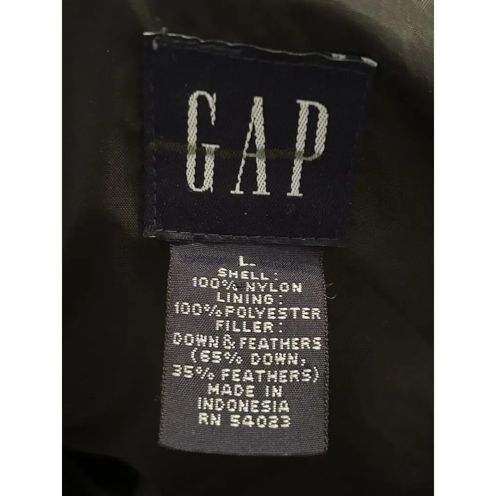 Gap Womens Feather Down Dark Navy Blue Puffer‎ Coat Jacket Full Zip Size Large